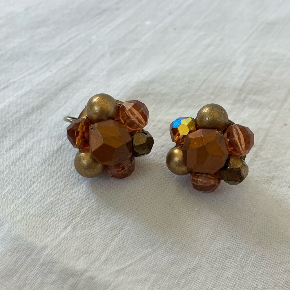 Vintage Copper Brown Laguna Clip On Earrings